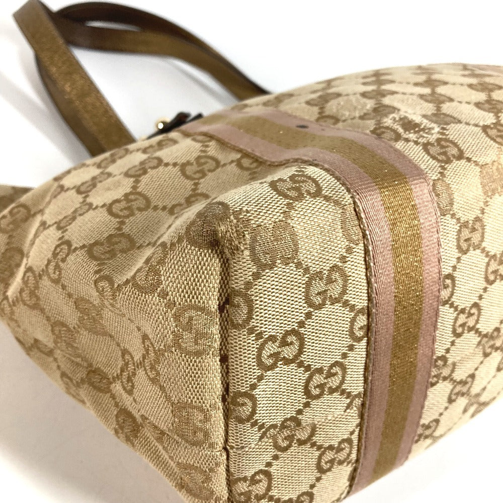 GUCCI 137396 チャーム付き ロゴ GG カバン 肩掛け トートバッグ ショルダーバッグ GGキャンバス/レザー ユニセックス ベージュ