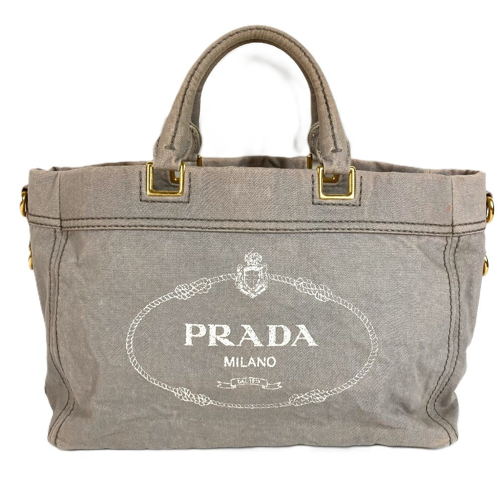 PRADA カナパ ロゴ カバン トートバッグ ハンドバッグ キャンバス ユニセックス グレー系