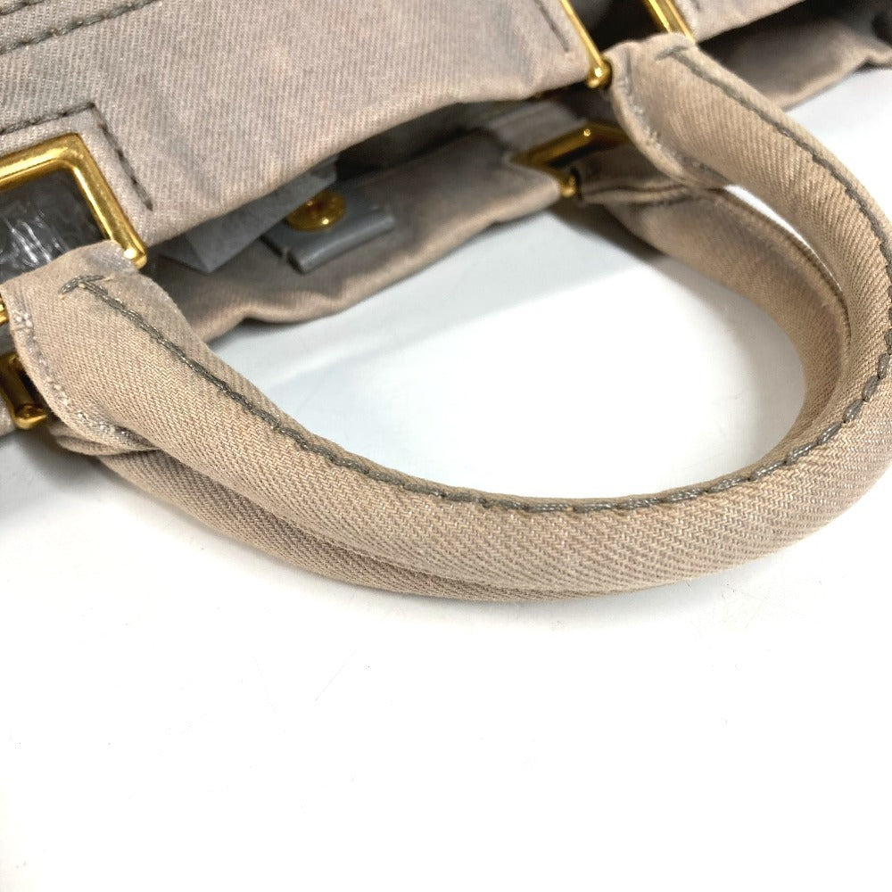 PRADA カナパ ロゴ カバン トートバッグ ハンドバッグ キャンバス ユニセックス グレー系