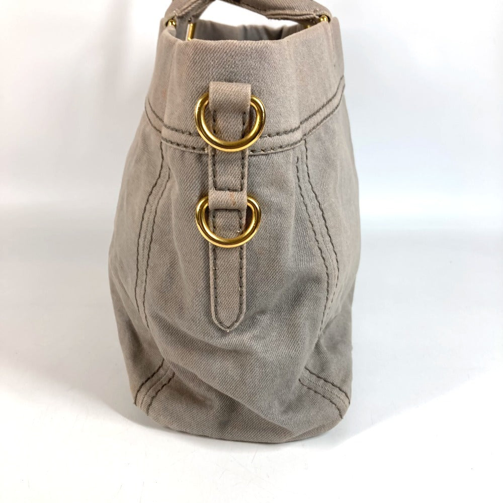 PRADA カナパ ロゴ カバン トートバッグ ハンドバッグ キャンバス ユニセックス グレー系