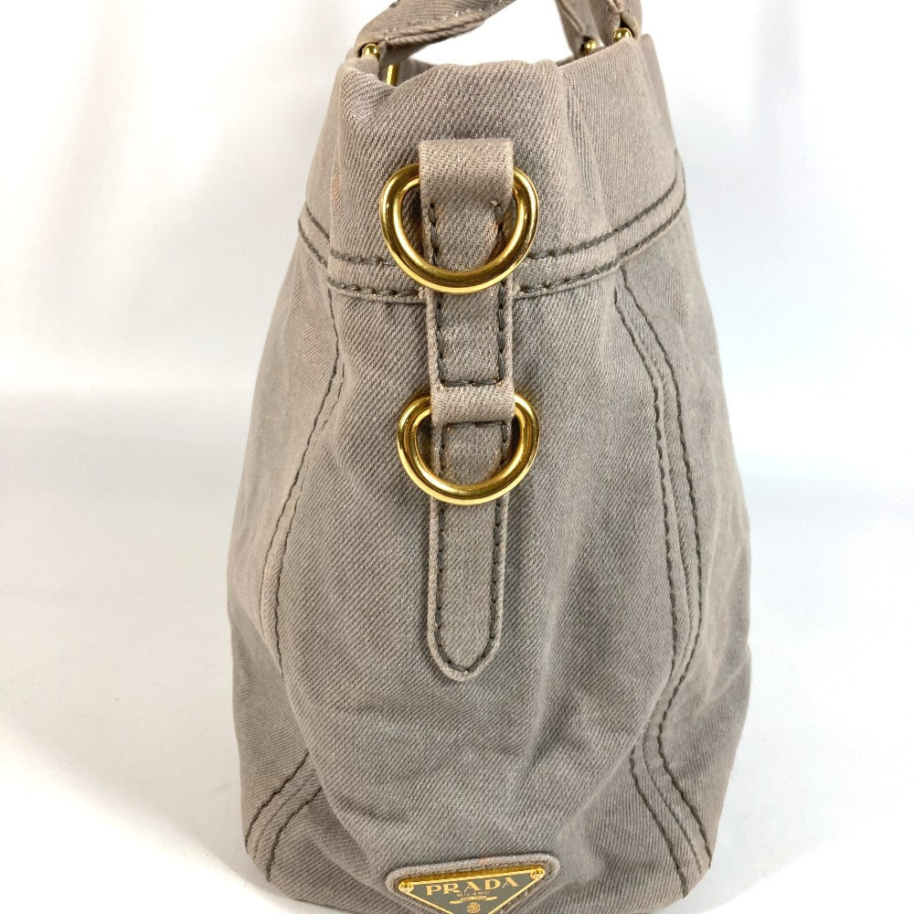 PRADA カナパ ロゴ カバン トートバッグ ハンドバッグ キャンバス ユニセックス グレー系