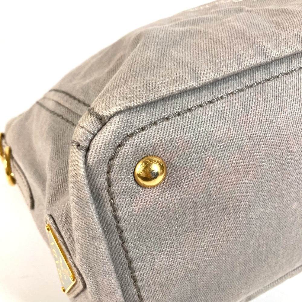 PRADA カナパ ロゴ カバン トートバッグ ハンドバッグ キャンバス ユニセックス グレー系