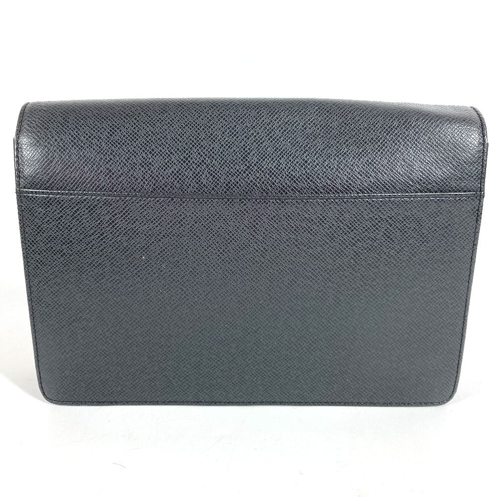 LOUIS VUITTON M30782 Taiga Selenga Bag, Strap, Flap Pouch, Clutch Bag, Second Bag, Taiga Leather, Men's, Ardoise, Black