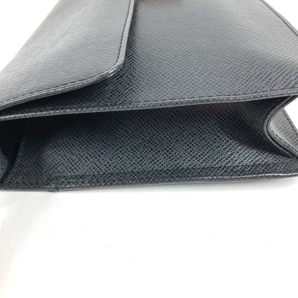 LOUIS VUITTON M30782 Taiga Selenga Bag, Strap, Flap Pouch, Clutch Bag, Second Bag, Taiga Leather, Men's, Ardoise, Black