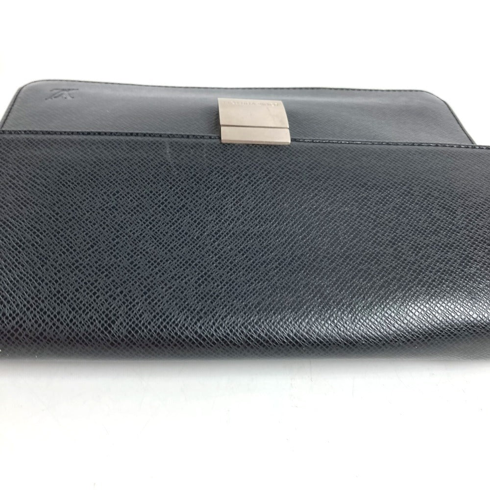 LOUIS VUITTON M30782 Taiga Selenga Bag, Strap, Flap Pouch, Clutch Bag, Second Bag, Taiga Leather, Men's, Ardoise, Black