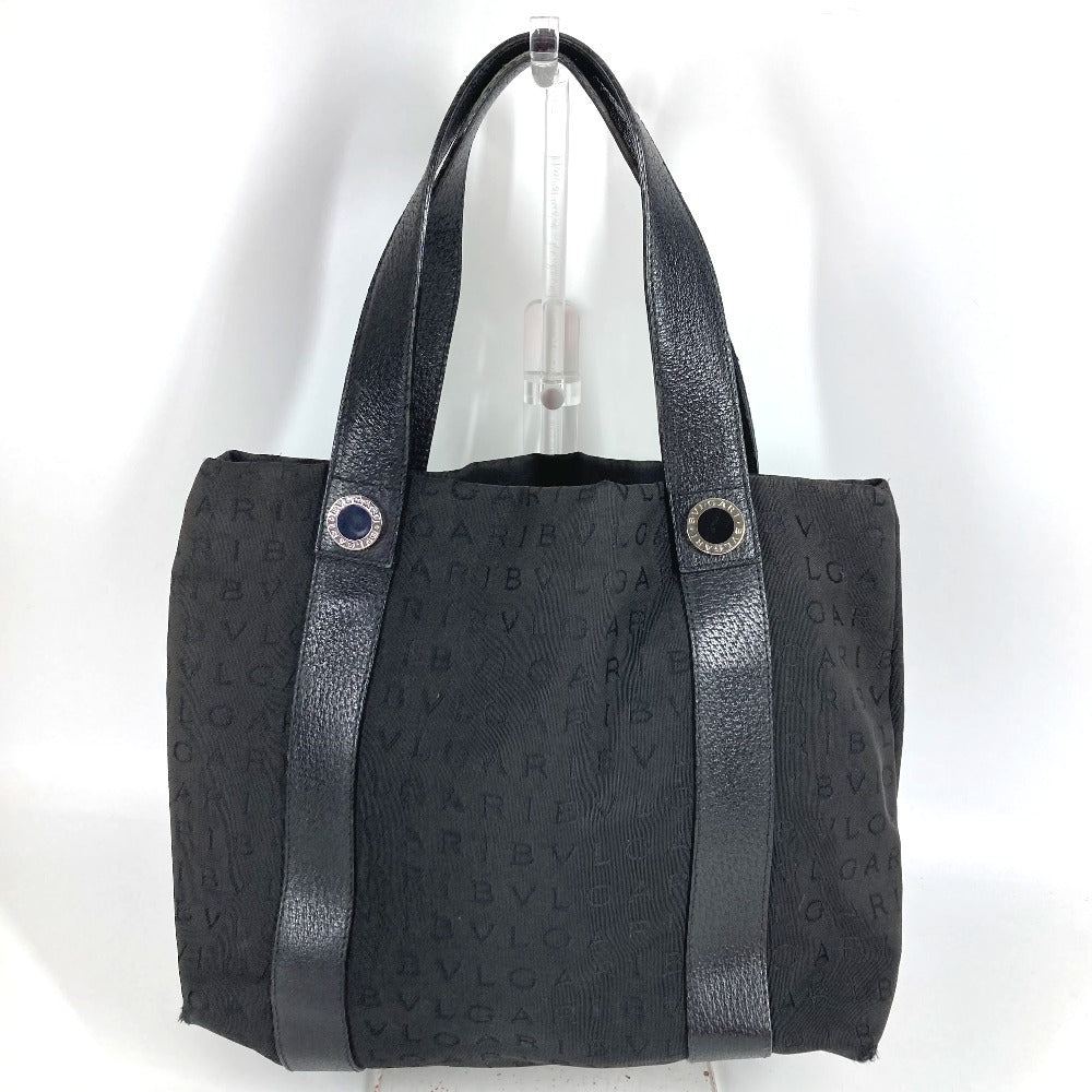 BVLGARI Bag with Pouch, Bulgari Bulgari Logo Handbag Tote Bag Shoulder Bag Leather/Canvas Unisex Black