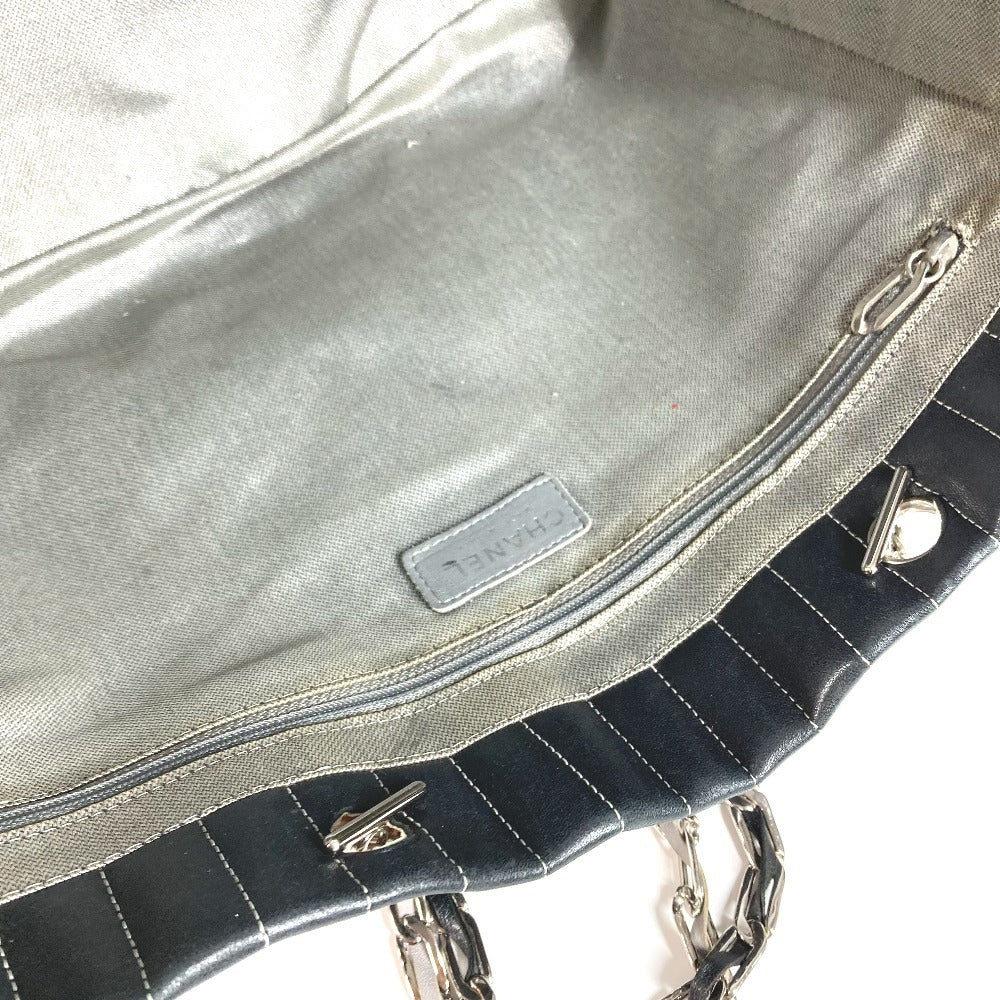 CHANEL New Mademoiselle CC โลโก้ Coco Mark กระเป๋าสะพายข้าง Tote Bag สายโซ่คู่ กระเป๋าสะพายข้าง หนัง ยูนิเซ็กส์ สีดำ