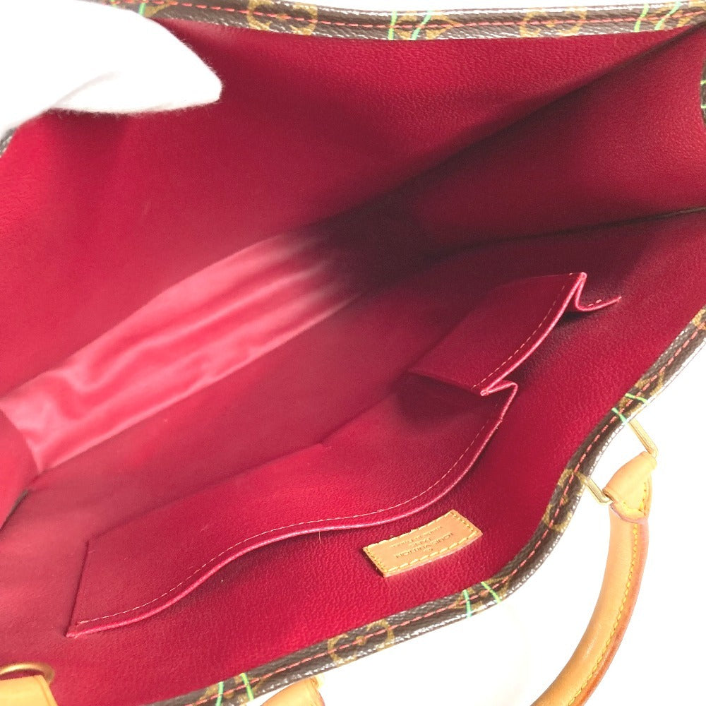 LOUIS VUITTON M95010 Monogram Cherry Takashi Murakami Sac Plat กระเป๋าโท้ท กระเป๋าทรงสี่เหลี่ยมผืนผ้า กระเป๋าโท้ทแนวตั้ง กระเป๋าสะพายข้าง Monogram Cherry Canvas Unisex สีน้ำตาล