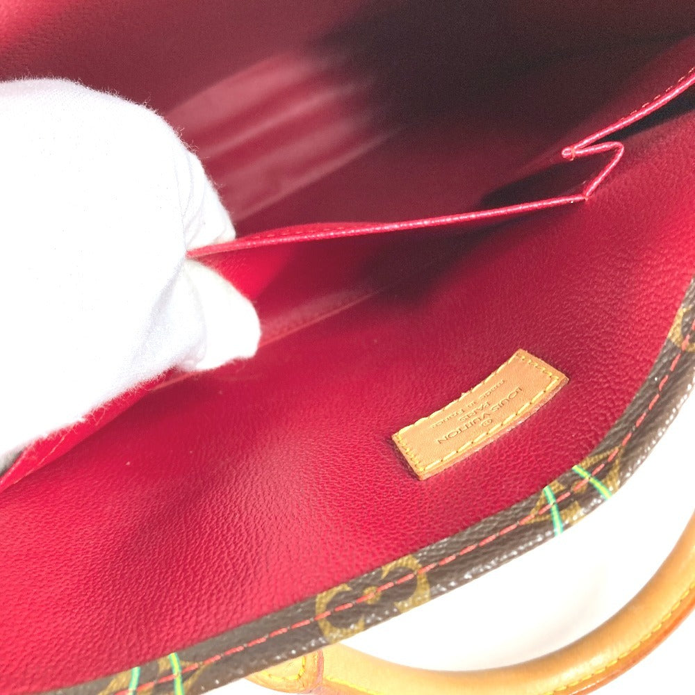 LOUIS VUITTON M95010 Monogram Cherry Takashi Murakami Sac Plat กระเป๋าโท้ท กระเป๋าทรงสี่เหลี่ยมผืนผ้า กระเป๋าโท้ทแนวตั้ง กระเป๋าสะพายข้าง Monogram Cherry Canvas Unisex สีน้ำตาล
