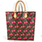 LOUIS VUITTON M95010 Monogram Cherry Takashi Murakami Sac Plat กระเป๋าโท้ท กระเป๋าทรงสี่เหลี่ยมผืนผ้า กระเป๋าโท้ทแนวตั้ง กระเป๋าสะพายข้าง Monogram Cherry Canvas Unisex สีน้ำตาล