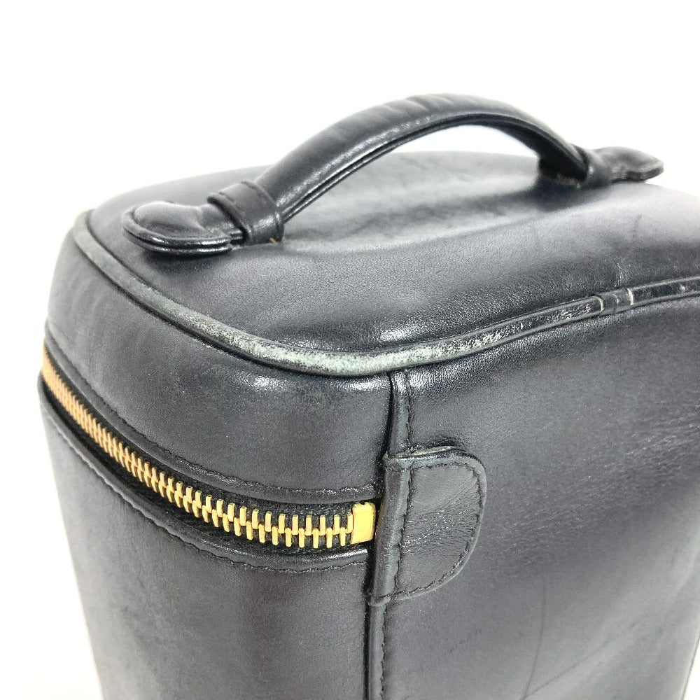 CHANEL CC Coco Mark Logo Picolore Vanity Bag Pouch Box Handbag Leather Women's Black
