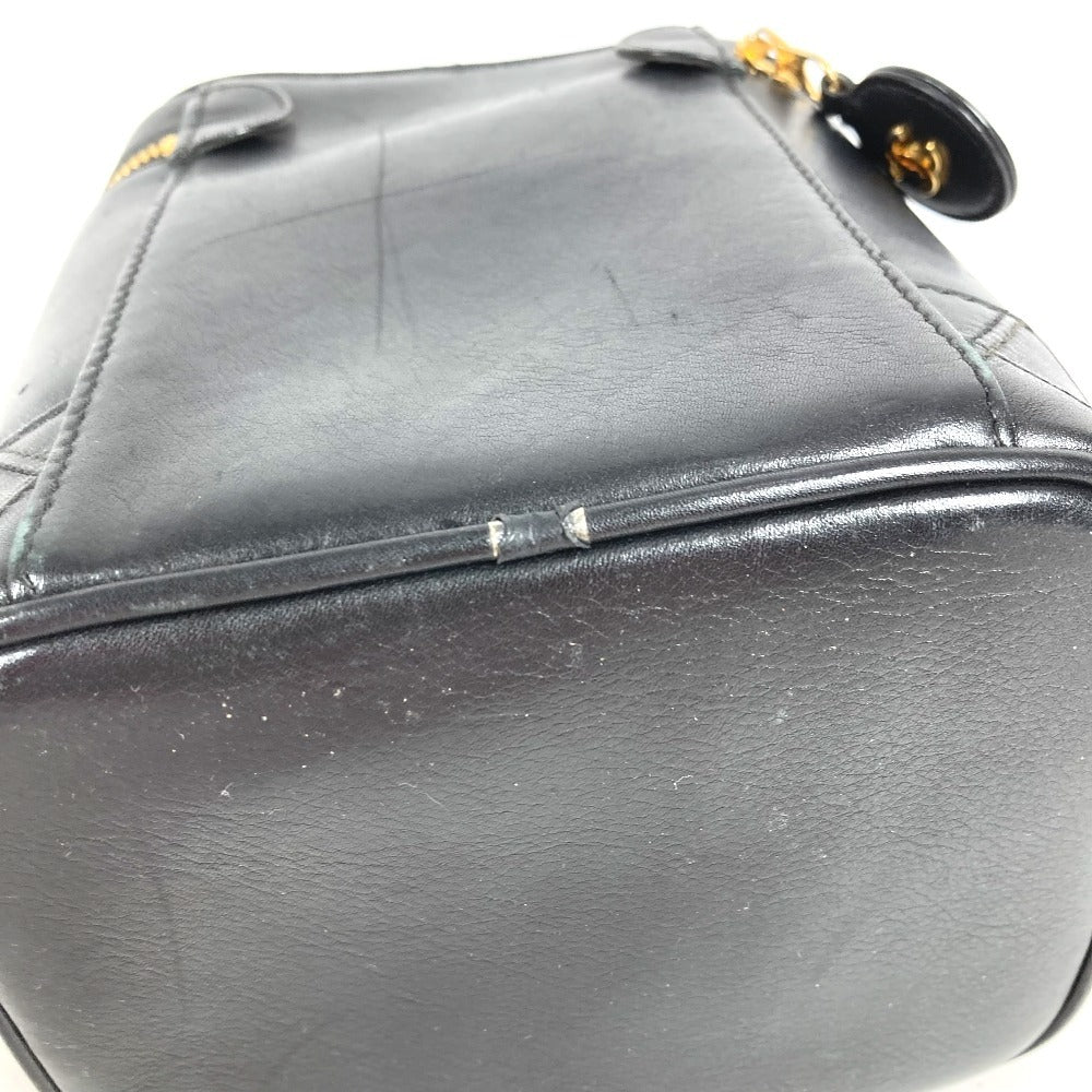 CHANEL CC Coco Mark Logo Picolore Vanity Bag Pouch Box Handbag Leather Women's Black