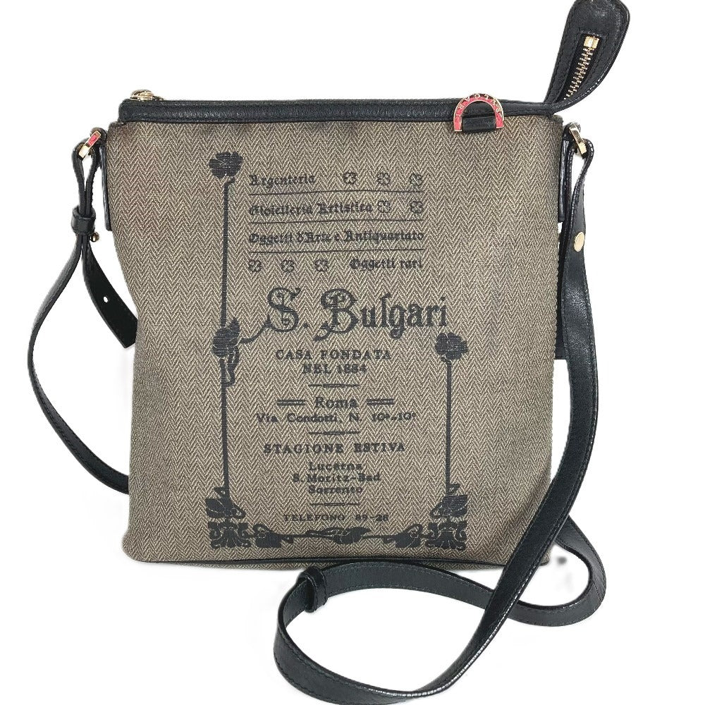 BVLGARI Logo S.Bulgari Crossbody Bag Pochette Shoulder Bag PVC/Leather Unisex Gray