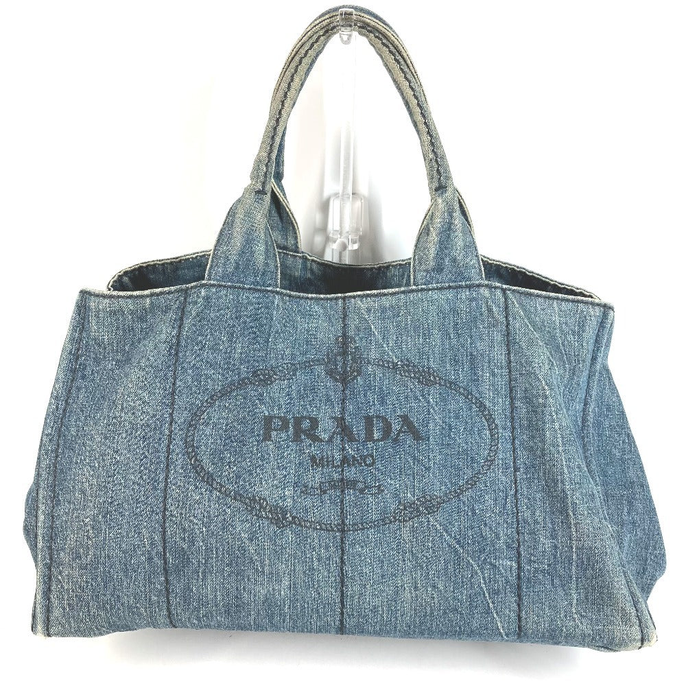 PRADA B1872B Canapa Logo กระเป๋าถือ/กระเป๋าสะพาย/กระเป๋าโท้ท ผ้ายีนส์ ยูนิเซ็กส์ สีน้ำเงิน