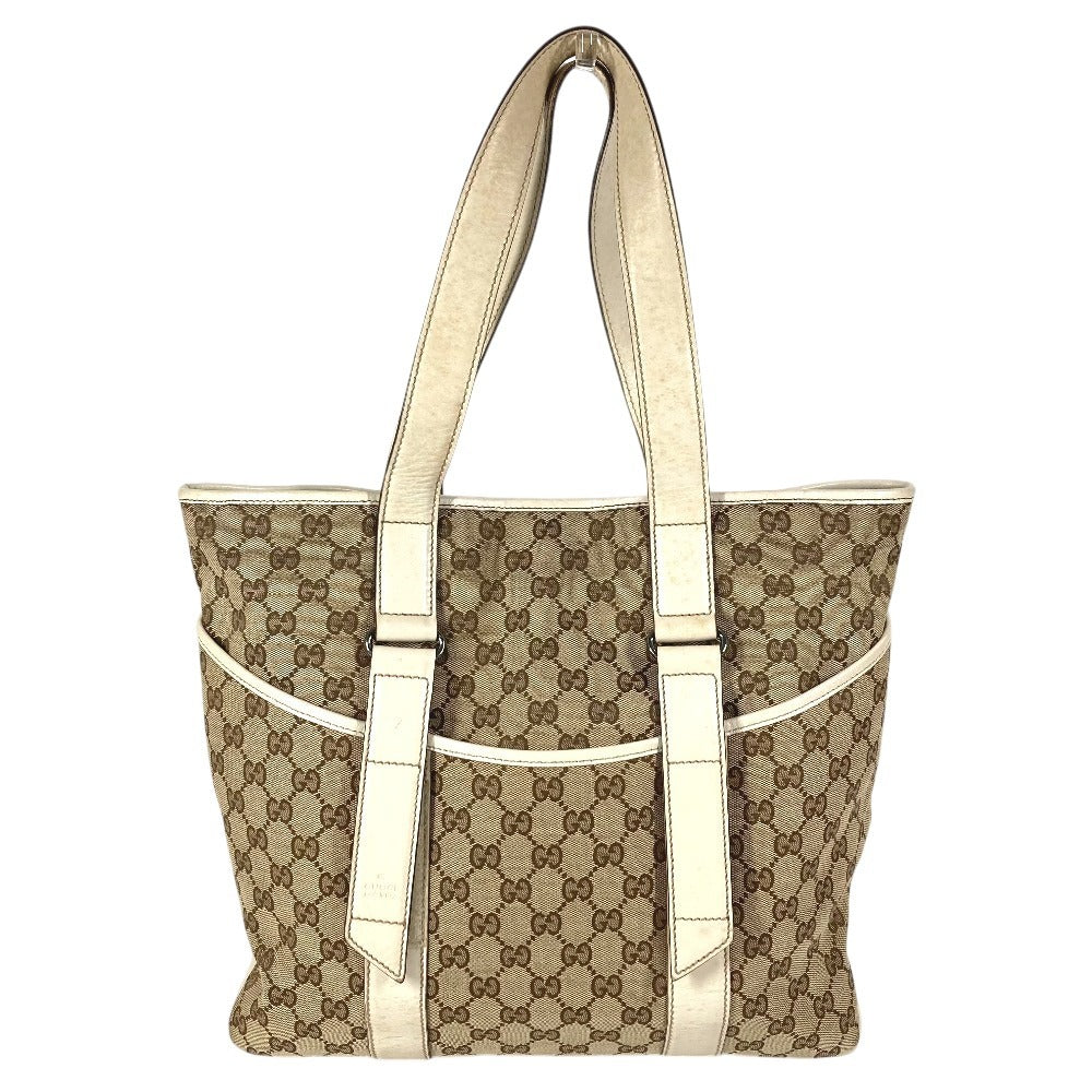 GUCCI 145971 GG Logo Shoulder Bag Tote Bag Shoulder Bag GG Canvas/Leather Unisex White