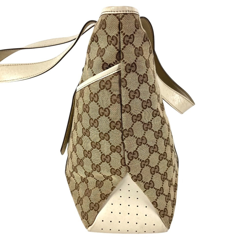 GUCCI 145971 GG Logo Shoulder Bag Tote Bag Shoulder Bag GG Canvas/Leather Unisex White