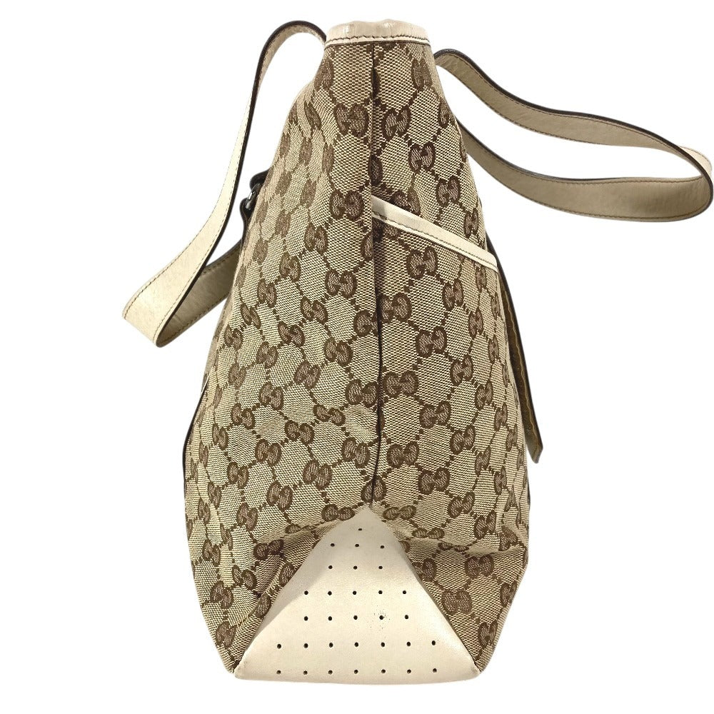 GUCCI 145971 GG Logo Shoulder Bag Tote Bag Shoulder Bag GG Canvas/Leather Unisex White