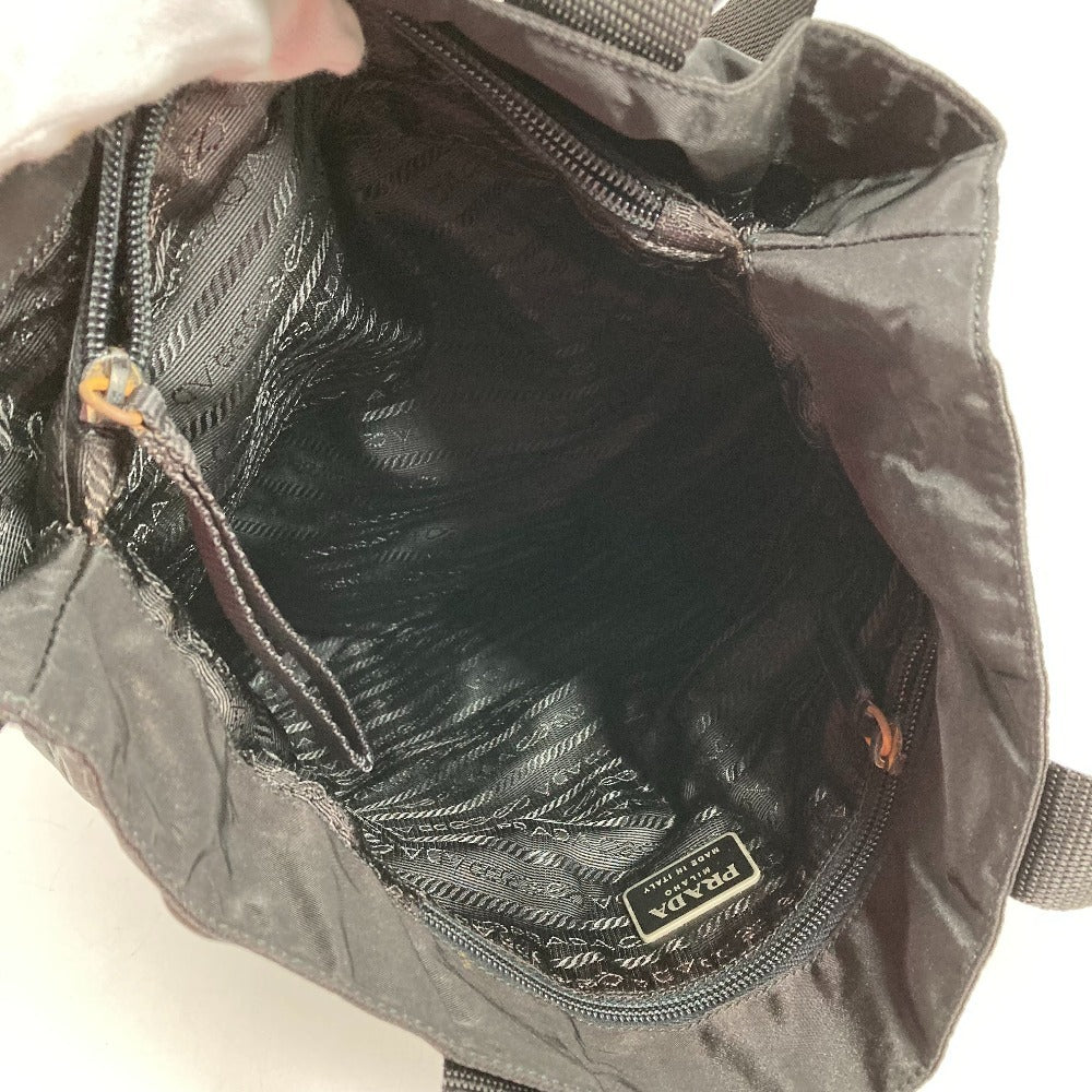 PRADA Triangle Logo Plate Bag Tote Bag Shoulder Bag Vertical Tote Handbag Nylon Unisex Black