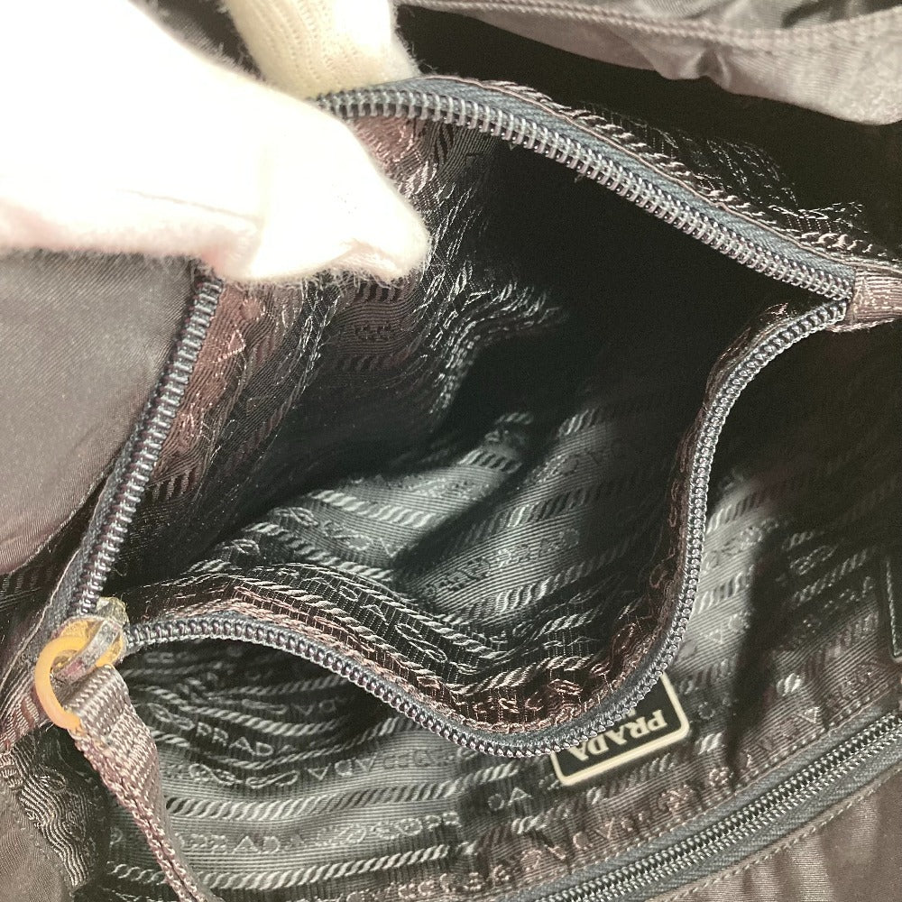 PRADA Triangle Logo Plate Bag Tote Bag Shoulder Bag Vertical Tote Handbag Nylon Unisex Black