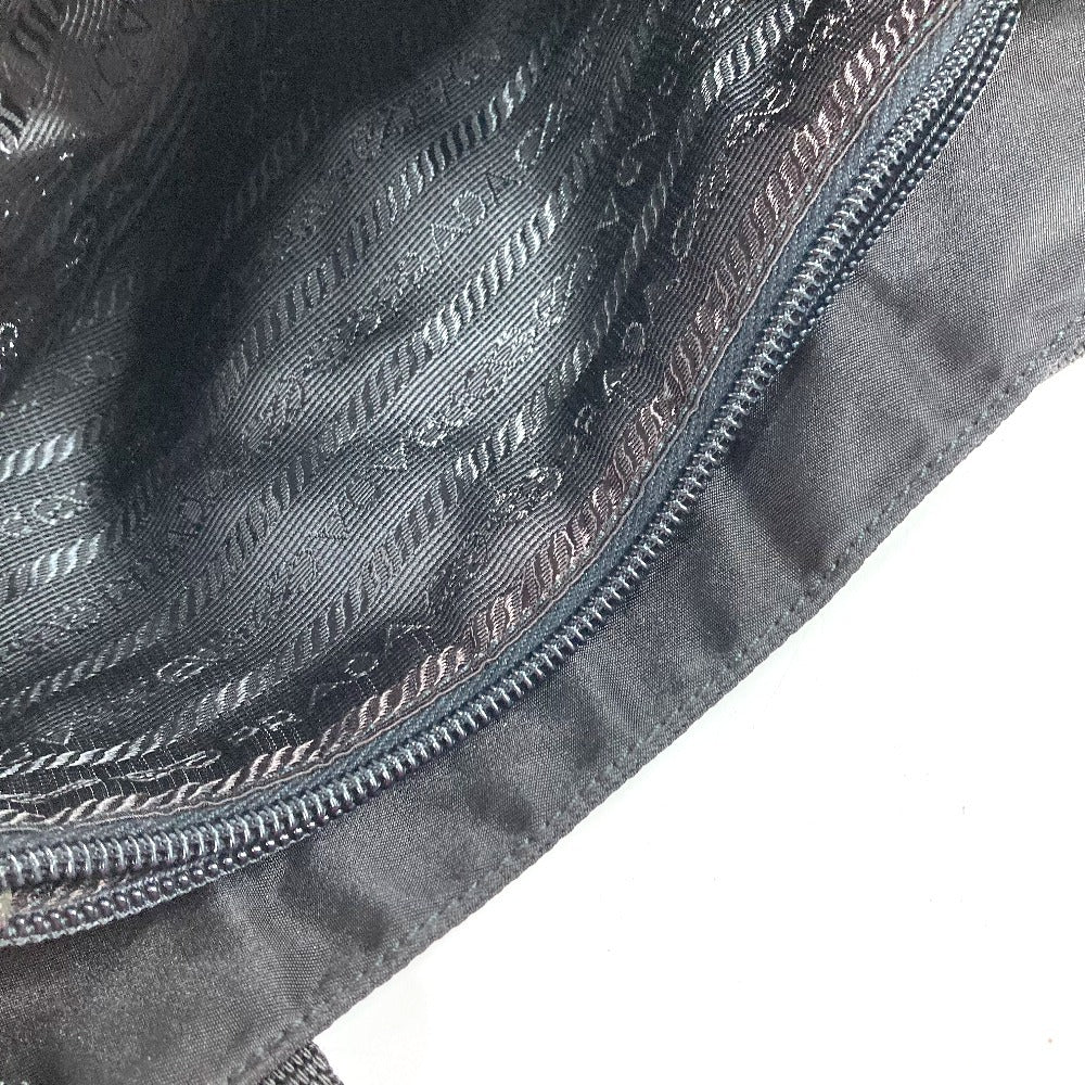 PRADA Triangle Logo Plate Bag Tote Bag Shoulder Bag Vertical Tote Handbag Nylon Unisex Black