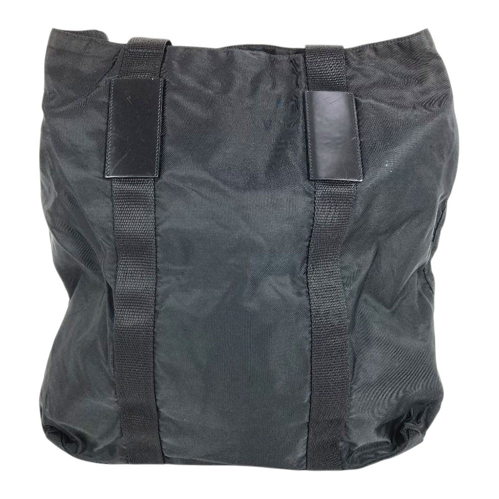 PRADA Triangle Logo Plate Bag Tote Bag Shoulder Bag Vertical Tote Handbag Nylon Unisex Black