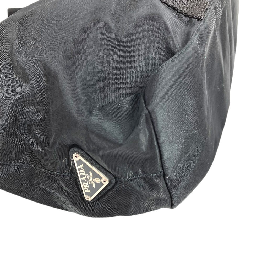 PRADA Triangle Logo Plate Bag Tote Bag Shoulder Bag Vertical Tote Handbag Nylon Unisex Black