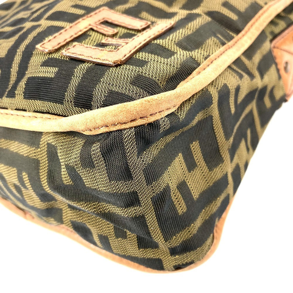 FENDI ズッカ ロゴ カバン 斜め掛け ポシェット ショルダーバッグ ナイロンキャンバス/レザー ユニセックス ブラウン