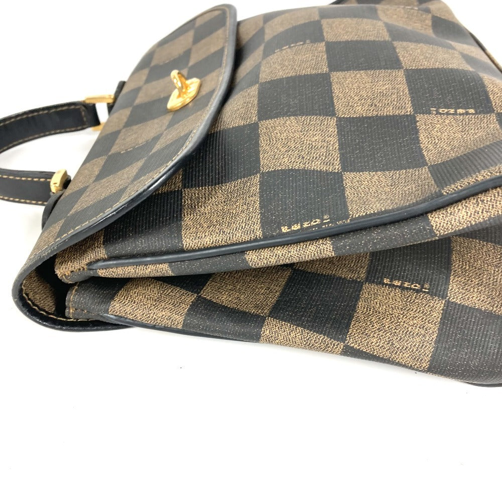 FENDI Vintage Pequin Logo Bag Tote Bag Handbag Leather/PVC Unisex Brown