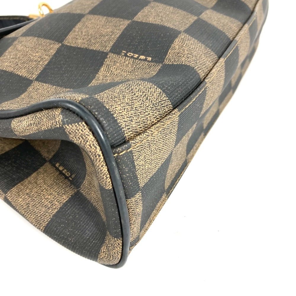 FENDI Vintage Pequin Logo Bag Tote Bag Handbag Leather/PVC Unisex Brown