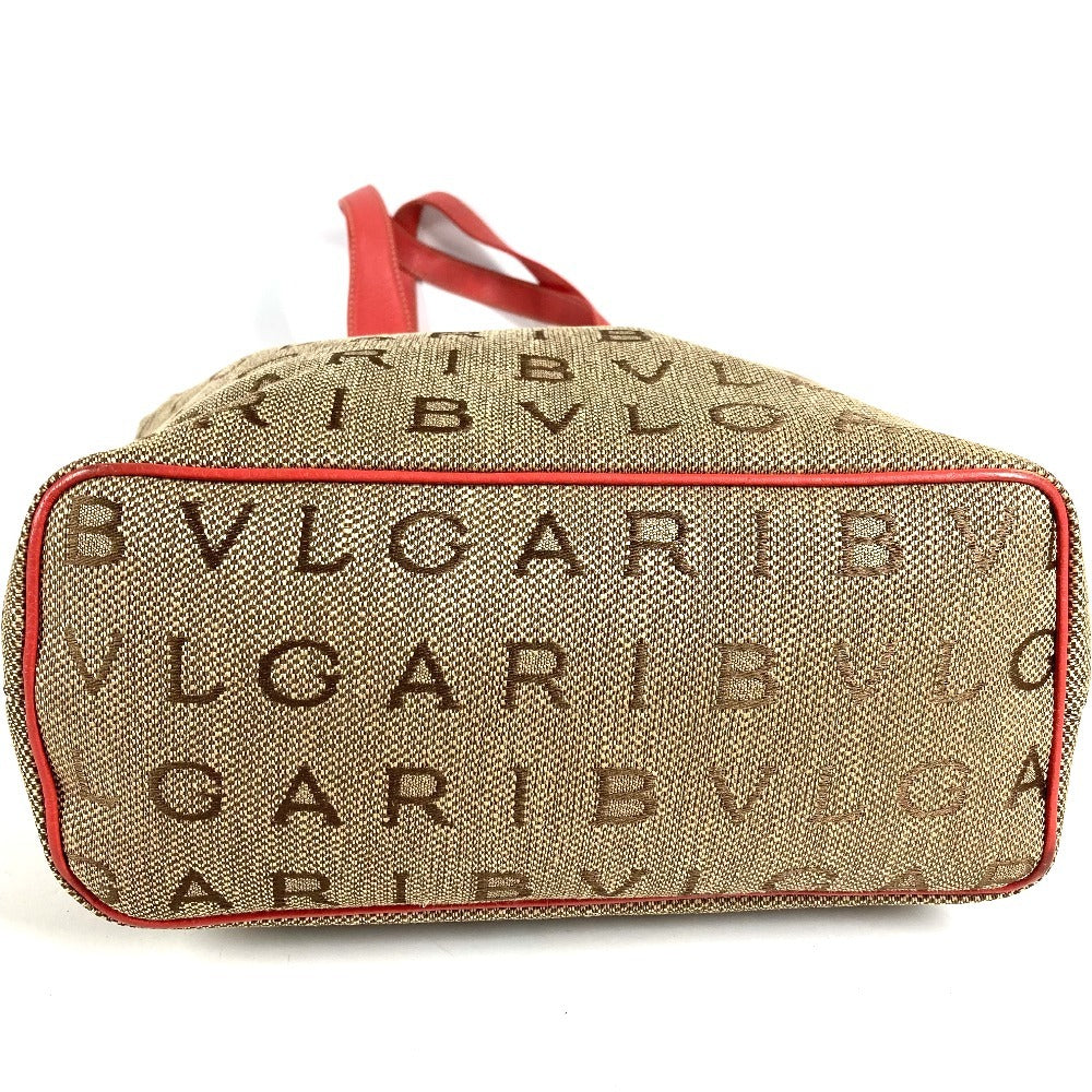 BVLGARI Logomania Logo Vertical Shoulder Bag Tote Bag Shoulder Bag Leather/Canvas Unisex Beige