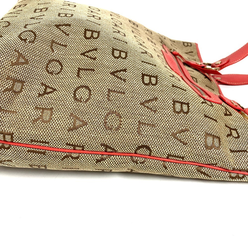 BVLGARI Logomania Logo Vertical Shoulder Bag Tote Bag Shoulder Bag Leather/Canvas Unisex Beige