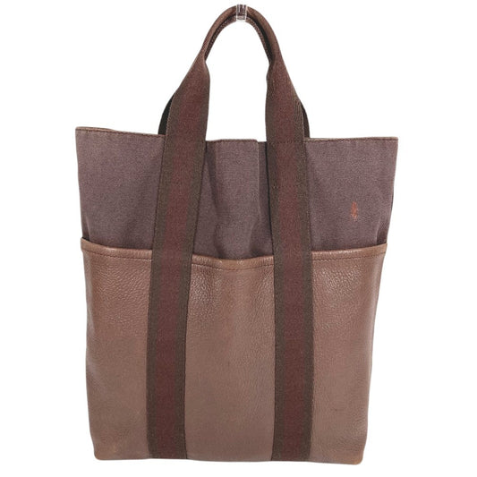 HERMES ハーフレザー フールトゥ カバス カバン トートバッグ ハンドバッグ レザー/キャンバス ユニセックス ブラウン