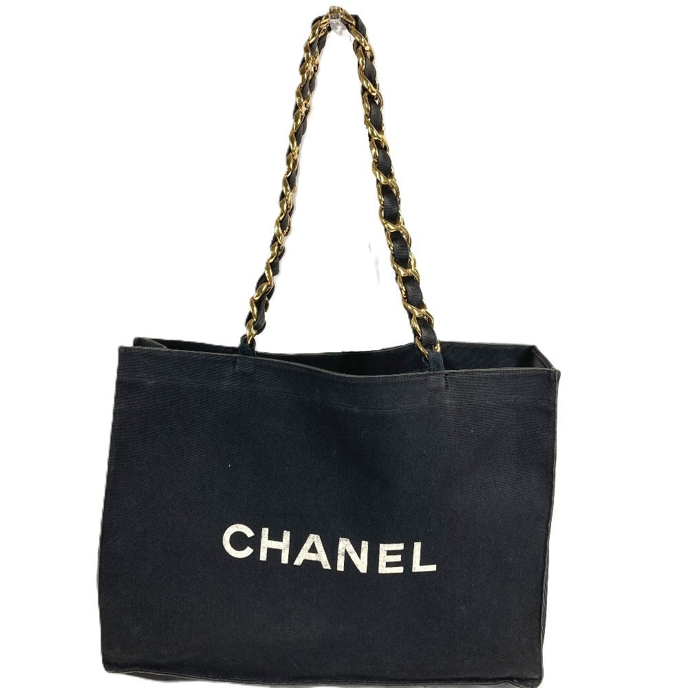 CHANEL ロゴ CC ココマーク カバン トートバッグ 肩掛け Wチェーン チェーンバッグ ショルダーバッグ キャンバス レディース ブラック