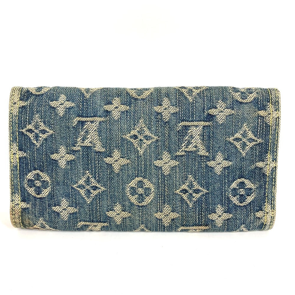 LOUIS VUITTON M95511 モノグラムデニム ポルト フォイユ アメリア ロングウォレット 3つ折り 長財布 モノグラムデニムキャンバス ユニセックス ブルー