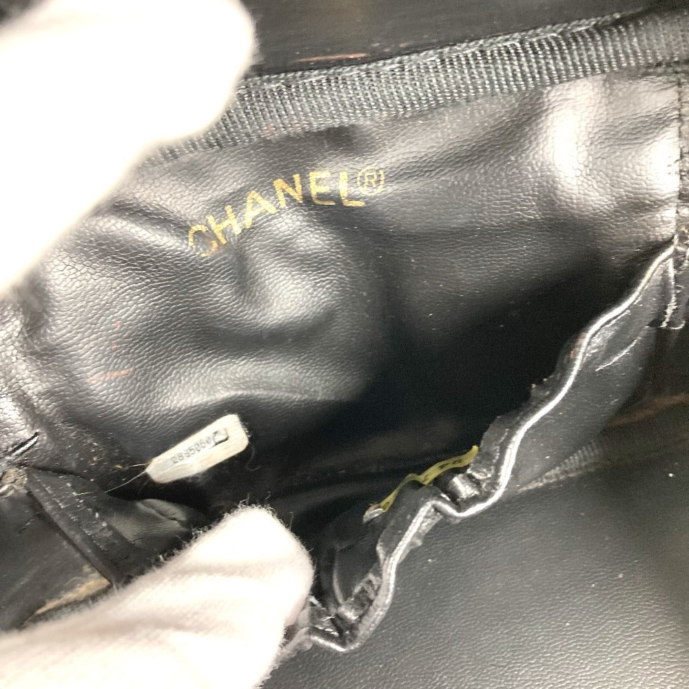 CHANEL A01997 CC ココマーク ロゴ 横型 カバン バニティバッグ ポーチ ボックス BOX ハンドバッグ キャビアスキン レディース ブラック