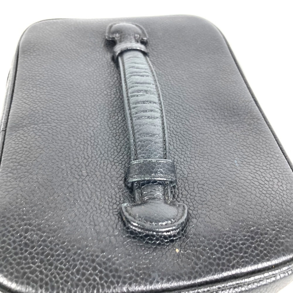 CHANEL A01997 CC ココマーク ロゴ 横型 カバン バニティバッグ ポーチ ボックス BOX ハンドバッグ キャビアスキン レディース ブラック