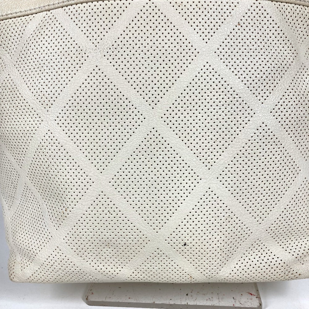 CHANEL パンチング ロゴ CC ココマーク マトラッセ キルティング ハンドバッグ カバン トートバッグ レザー ユニセックス アイボリー系