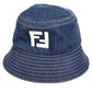 FENDI FXQ958 デニム ロゴ ハット帽 帽子 バケットハット ボブハット ハット コットン ユニセックス ブルー