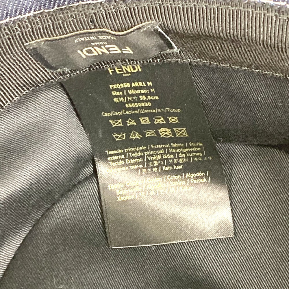 FENDI FXQ958 デニム ロゴ ハット帽 帽子 バケットハット ボブハット ハット コットン ユニセックス ブルー