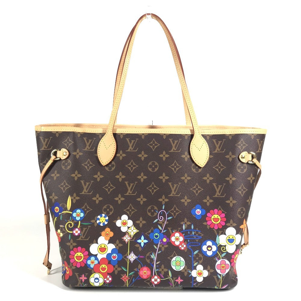 LOUIS VUITTON M13271 LV×TM 村上隆 スーパーフラット ネヴァーフル MM ネヴァーフルMM カバン トートバッグ 肩掛け ポーチ付き ショルダーバッグ モノグラムキャンバス ユニセックス ブラウン