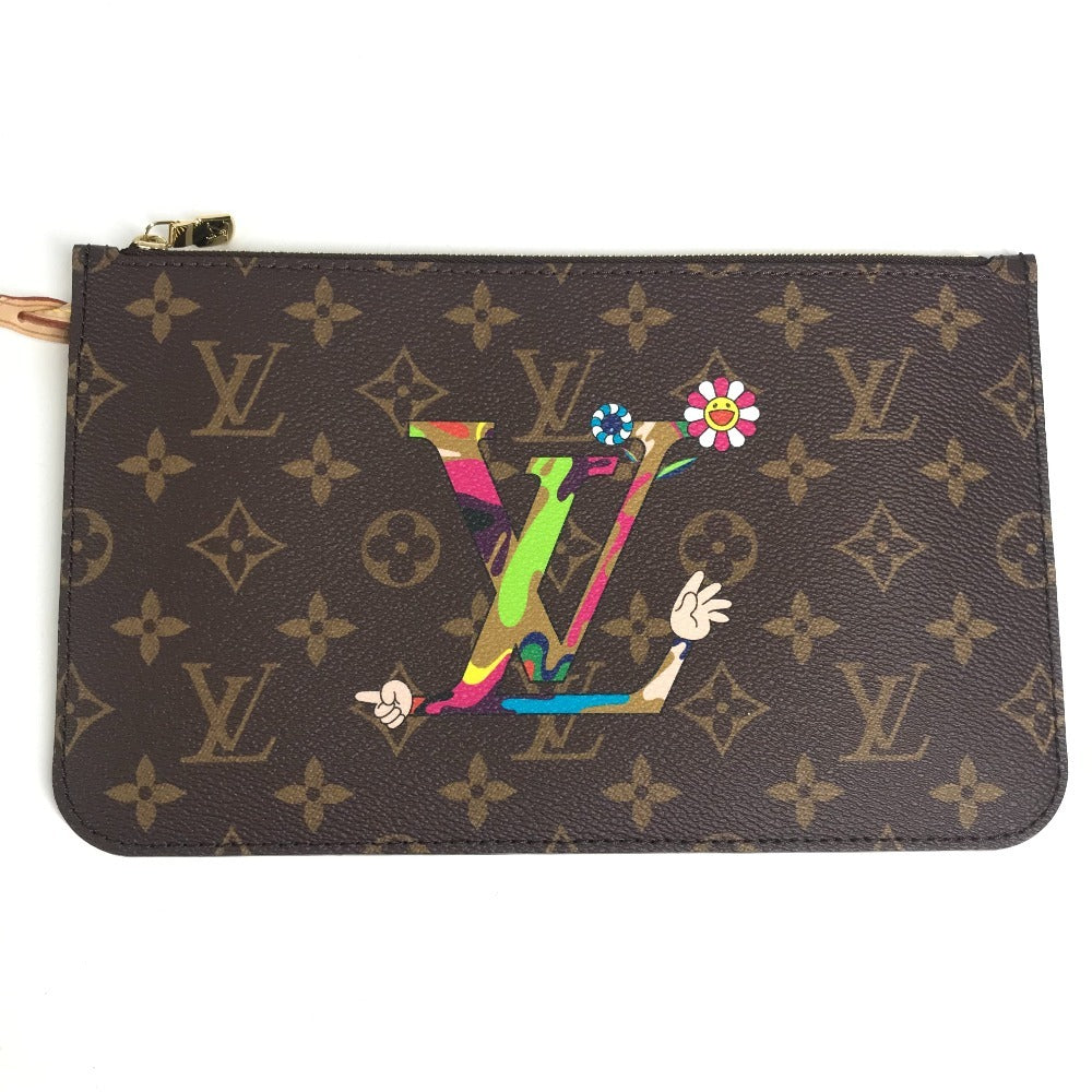 LOUIS VUITTON M13271 LV×TM 村上隆 スーパーフラット ネヴァーフル MM ネヴァーフルMM カバン トートバッグ 肩掛け ポーチ付き ショルダーバッグ モノグラムキャンバス ユニセックス ブラウン