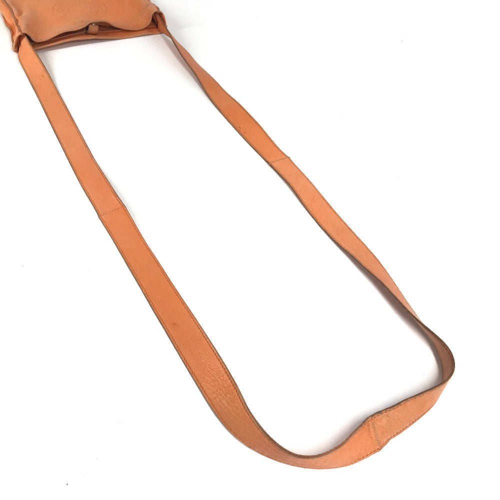 HERMES パンチングロゴ クルードセル ポシェット カバン 肩掛け ショルダーバッグ レザー ユニセックス オレンジ