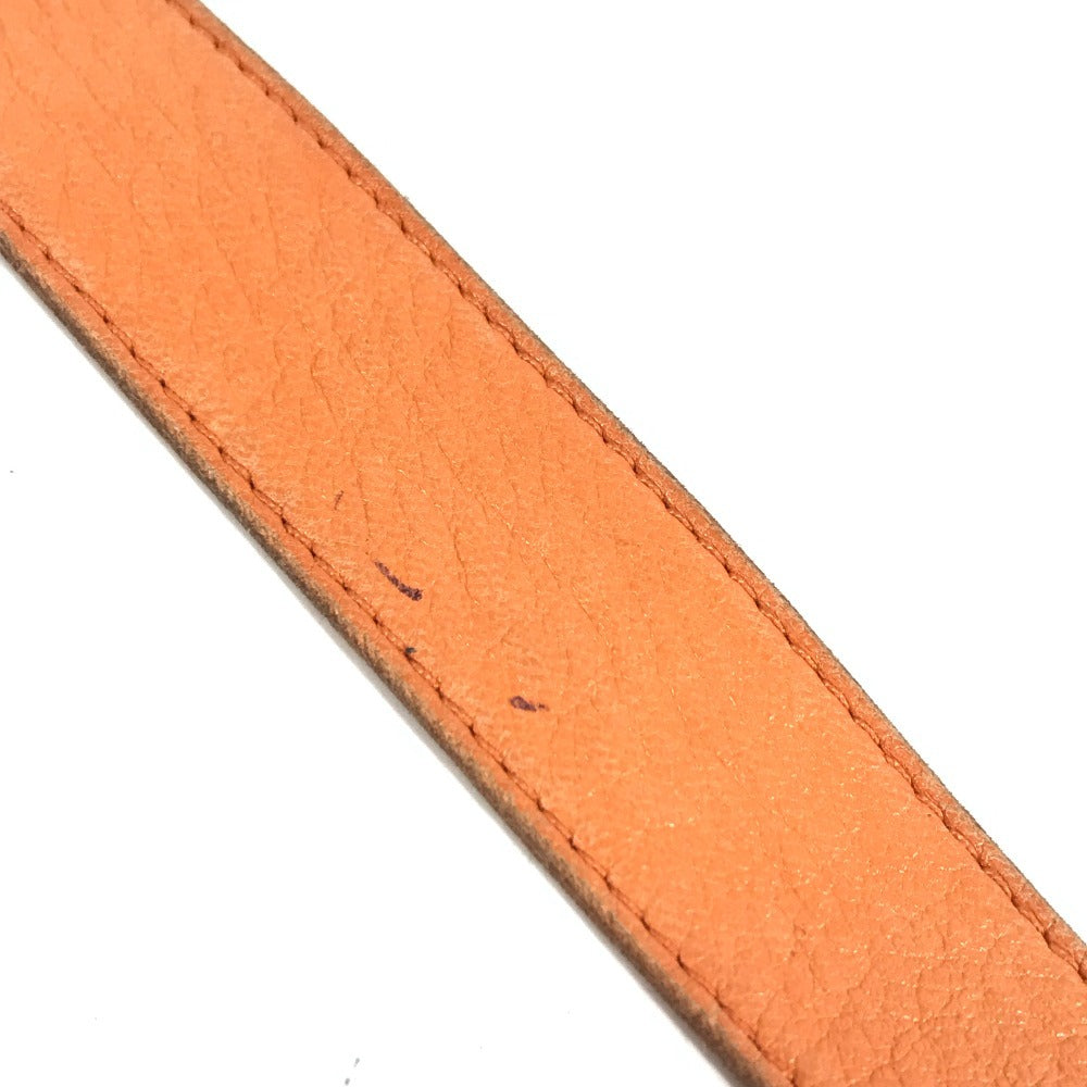 HERMES パンチングロゴ クルードセル ポシェット カバン 肩掛け ショルダーバッグ レザー ユニセックス オレンジ