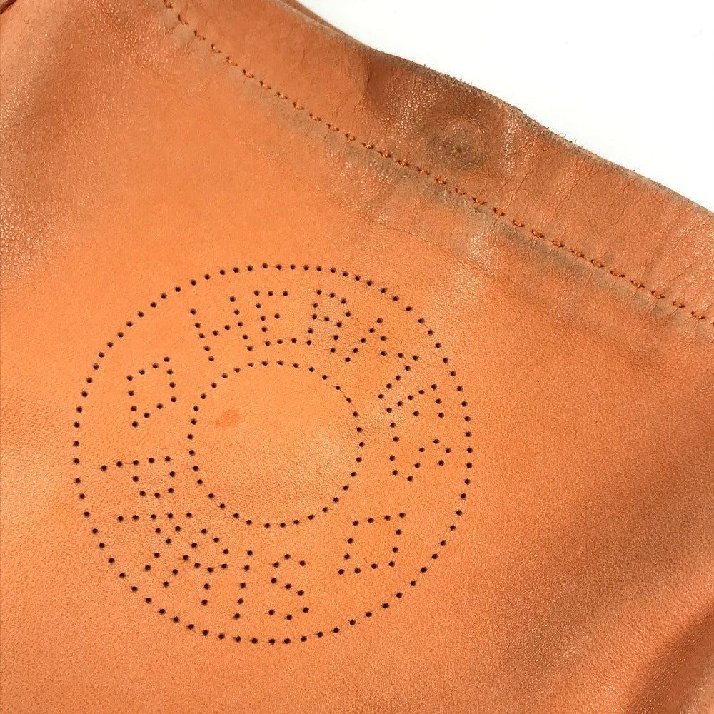 HERMES パンチングロゴ クルードセル ポシェット カバン 肩掛け ショルダーバッグ レザー ユニセックス オレンジ