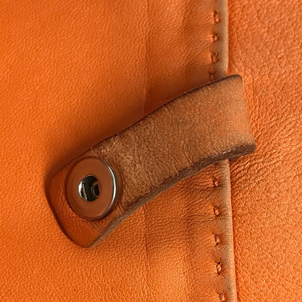 HERMES パンチングロゴ クルードセル ポシェット カバン 肩掛け ショルダーバッグ レザー ユニセックス オレンジ