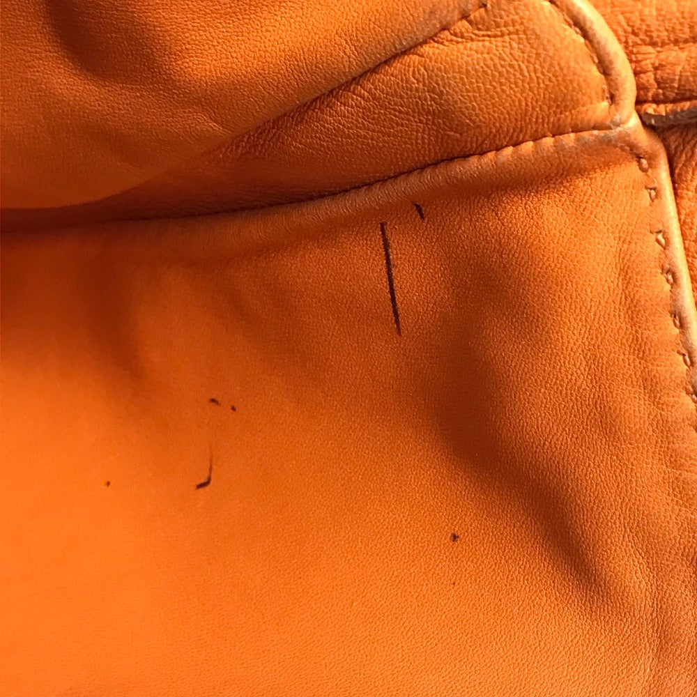 HERMES パンチングロゴ クルードセル ポシェット カバン 肩掛け ショルダーバッグ レザー ユニセックス オレンジ