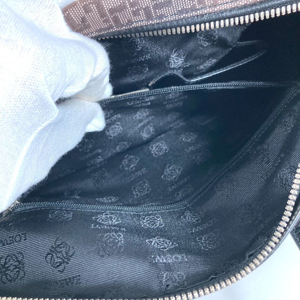 LOEWE ヴィンテージ 総柄 ロゴ カバン トートバッグ ハンドバッグ レザー/キャンバス レディース ブラック