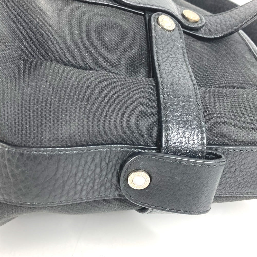 BVLGARI ロゴ トートバッグ カバン ハンドバッグ レザー/キャンバス ユニセックス ブラック