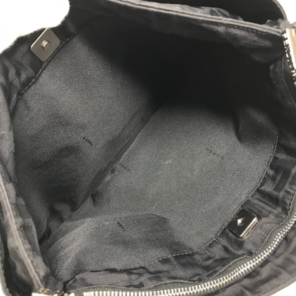 FENDI ズッカ ロゴ 肩掛け カバン ショルダーバッグ レザー/ナイロン レディース ブラック