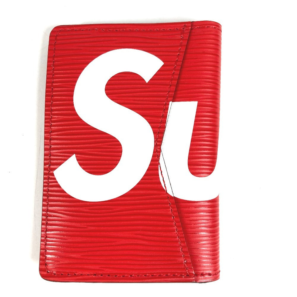 LOUIS VUITTON M67714 エピ シュプリームコラボ supreme オーガナイザードゥポッシュ 名刺入れ パスケース 2つ折り カードケース エピレザー メンズ レッド